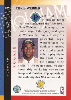 1993-94 Upper Deck Holojams #H28 Chris Webber Back