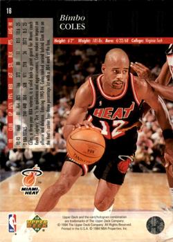 1993-94 Upper Deck Special Edition - Electric Court #16 Bimbo Coles Back