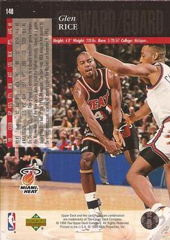 1993-94 Upper Deck Special Edition - Electric Court #148 Glen Rice Back