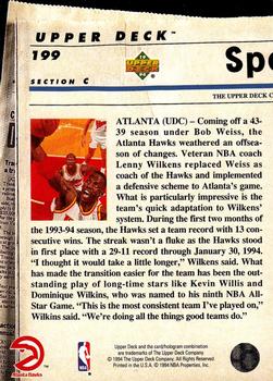 1993-94 Upper Deck Special Edition - Electric Court #199 Atlanta Hawks Back