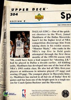 1993-94 Upper Deck Special Edition - Electric Court #204 Dallas Mavericks Back
