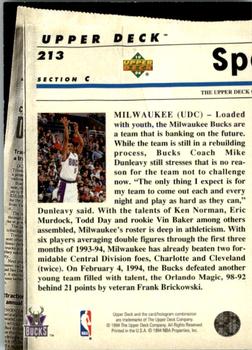 1993-94 Upper Deck Special Edition - Electric Court #213 Milwaukee Bucks Back