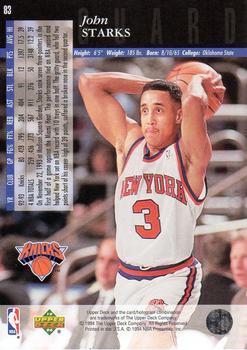1993-94 Upper Deck Special Edition - Electric Court Gold #83 John Starks Back