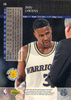 1993-94 Upper Deck Special Edition - Electric Court Gold #175 Billy Owens Back