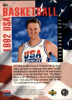1993-94 Upper Deck Special Edition - USA Basketball Exchange #USA2 Larry Bird Back