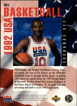 1993-94 Upper Deck Special Edition - USA Basketball Exchange #USA3 Clyde Drexler Back