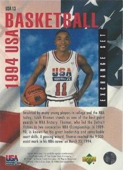 1993-94 Upper Deck Special Edition - USA Basketball Exchange #USA13 Isiah Thomas Back