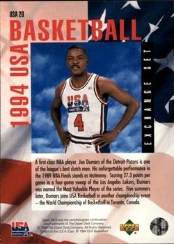 1993-94 Upper Deck Special Edition - USA Basketball Exchange #USA20 Joe Dumars Back