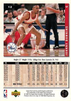 1994-95 Collector's Choice - Silver Signature #12 Johnny Dawkins Back
