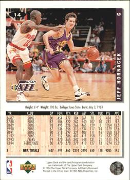 1994-95 Collector's Choice - Silver Signature #14 Jeff Hornacek Back
