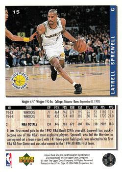 1994-95 Collector's Choice - Silver Signature #15 Latrell Sprewell Back