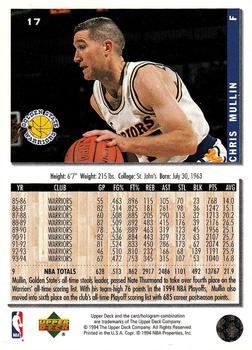 1994-95 Collector's Choice - Silver Signature #17 Chris Mullin Back