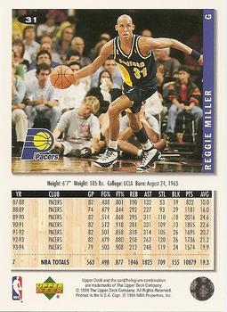 1994-95 Collector's Choice - Silver Signature #31 Reggie Miller Back
