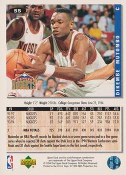 1994-95 Collector's Choice - Silver Signature #55 Dikembe Mutombo Back