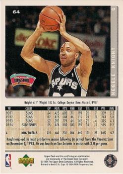 1994-95 Collector's Choice - Silver Signature #64 Negele Knight Back