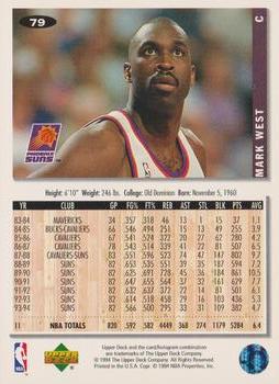 1994-95 Collector's Choice - Silver Signature #79 Mark West Back