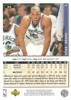 1994-95 Collector's Choice - Silver Signature #93 Sean Rooks Back