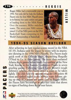 1994-95 Collector's Choice - Silver Signature #176 Reggie Miller Back