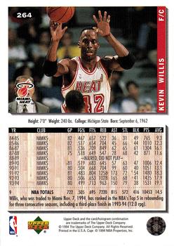 1994-95 Collector's Choice - Silver Signature #264 Kevin Willis Back