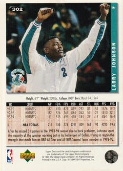 1994-95 Collector's Choice - Silver Signature #302 Larry Johnson Back