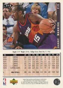 1994-95 Collector's Choice - Silver Signature #315 Danny Manning Back