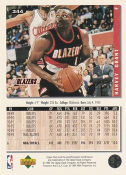 1994-95 Collector's Choice - Silver Signature #344 Harvey Grant Back