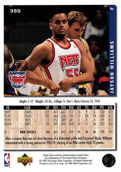 1994-95 Collector's Choice - Silver Signature #355 Jayson Williams Back