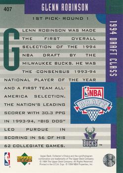 1994-95 Collector's Choice - Silver Signature #407 Glenn Robinson Back