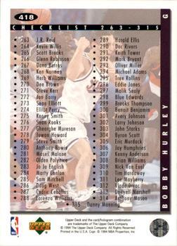 1994-95 Collector's Choice - Silver Signature #418 Bobby Hurley Back
