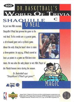 1994-95 Collector's Choice - Silver Signature #400 Shaquille O'Neal Back