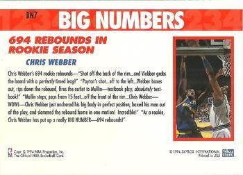 1994-95 Hoops - Big Numbers Rainbow #BN7 Chris Webber Back