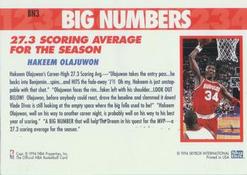 1994-95 Hoops - Big Numbers Rainbow #BN3 Hakeem Olajuwon Back