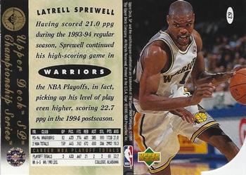 1994-95 SP Championship - Die Cuts #63 Latrell Sprewell Back
