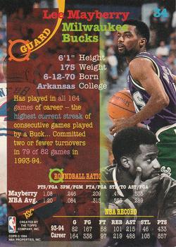 1994-95 Stadium Club - Members Only #34 Lee Mayberry Back