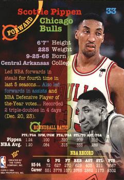 1994-95 Stadium Club - Super Teams NBA Finals #33 Scottie Pippen Back