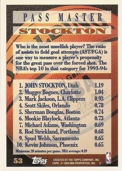 1994-95 Topps - Spectralight #53 John Stockton Back