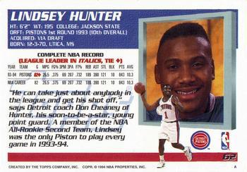 1994-95 Topps - Spectralight #62 Lindsey Hunter Back