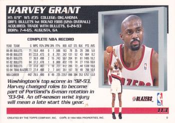 1994-95 Topps - Spectralight #113 Harvey Grant Back