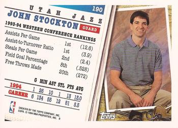 1994-95 Topps - Spectralight #190 John Stockton Back