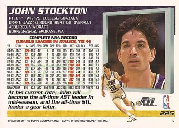 1994-95 Topps - Spectralight #225 John Stockton Back