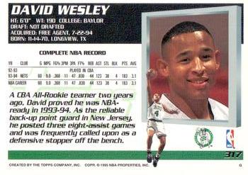1994-95 Topps - Spectralight #317 David Wesley Back