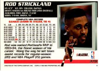 1994-95 Topps - Spectralight #370 Rod Strickland Back