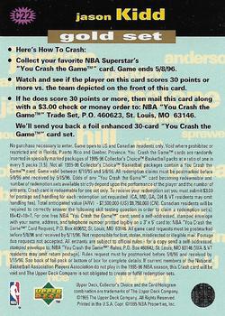 1995-96 Collector's Choice - You Crash the Game Gold: Scoring #C22 Jason Kidd Back