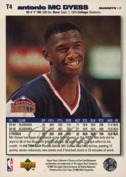 1995-96 Collector's Choice - 1995-1996 Debut Player's Club Platinum #T4 Antonio McDyess Back