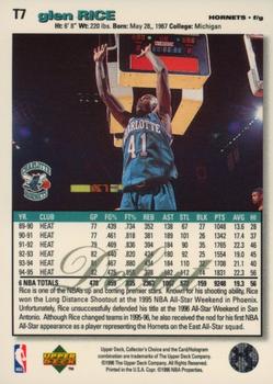 1995-96 Collector's Choice - 1995-1996 Debut Player's Club Platinum #T7 Glen Rice Back