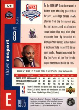 1995-96 Collector's Choice - 1995 NBA Draft Exchange #D8 Shawn Respert Back