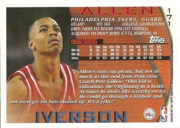 1996-97 Topps #171 Allen Iverson Back
