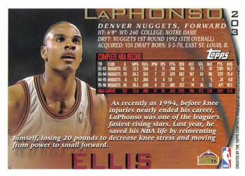 1996-97 Topps #203 LaPhonso Ellis Back