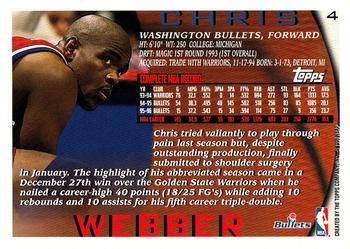 1996-97 Topps #4 Chris Webber Back