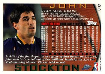 1996-97 Topps #65 John Stockton Back